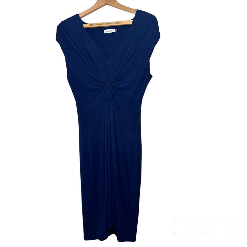 Calvin Klein gathered front deep Royal blue classic cap sleeved dress.Women’s 10